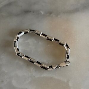 Heavy sterling link paper clip bracelet
